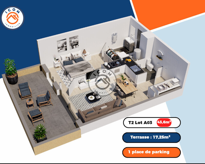Appartement T2 avec parking - A03 présentation
