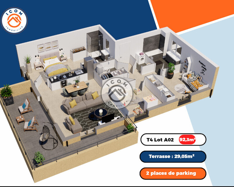 Appartement T4 avec parkings - A02 présentation